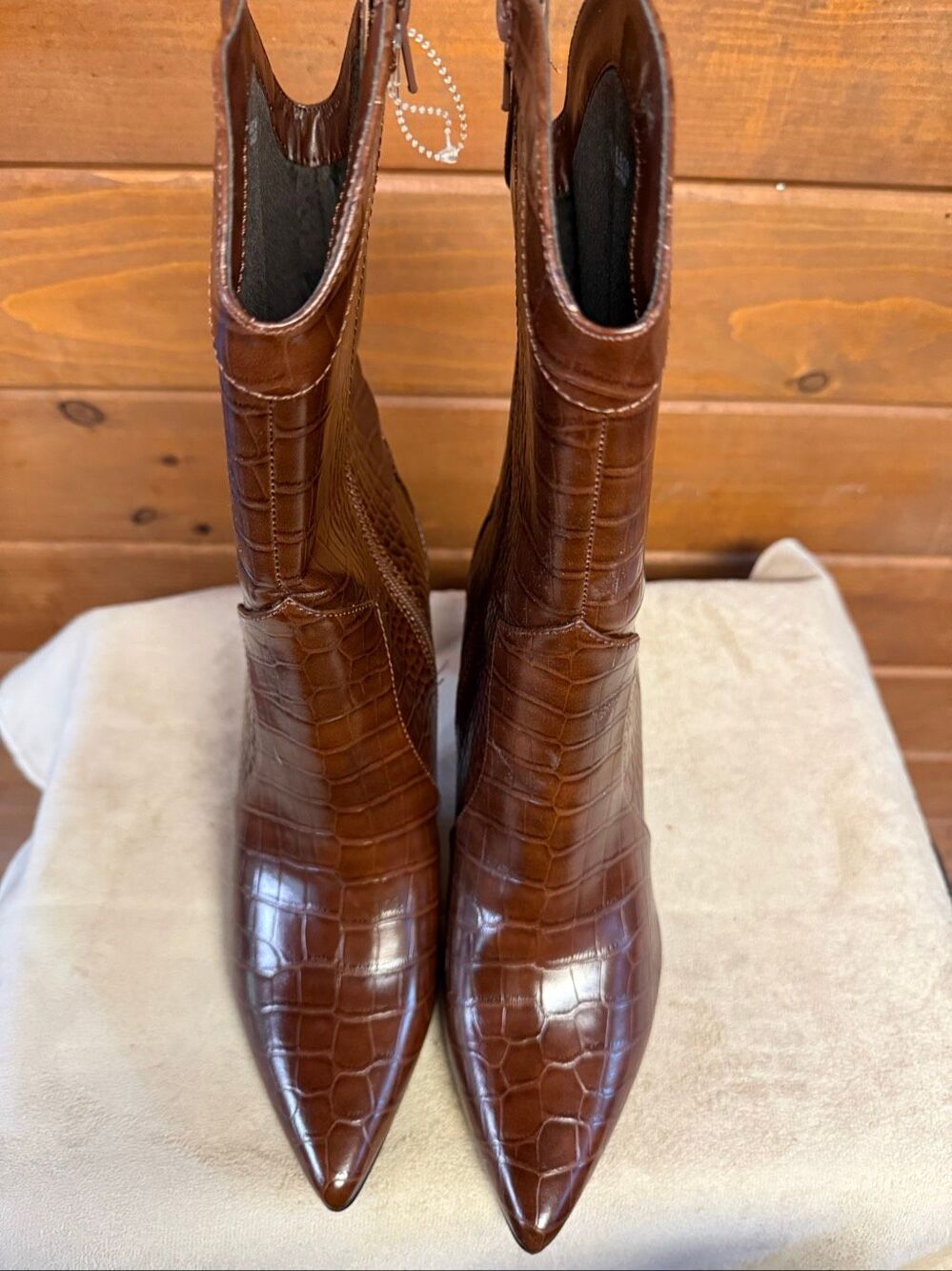 Chinese Laundry Forester western boots croc-embossed texture/ pointed toe Sz 8.5 - Picture 6 of 8